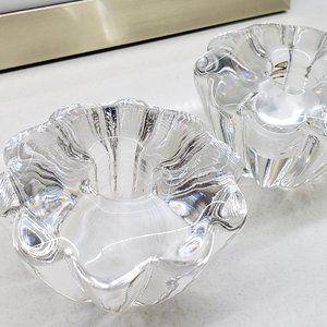 Vintage Orrefors Swedan Crystal Petal Candleholders